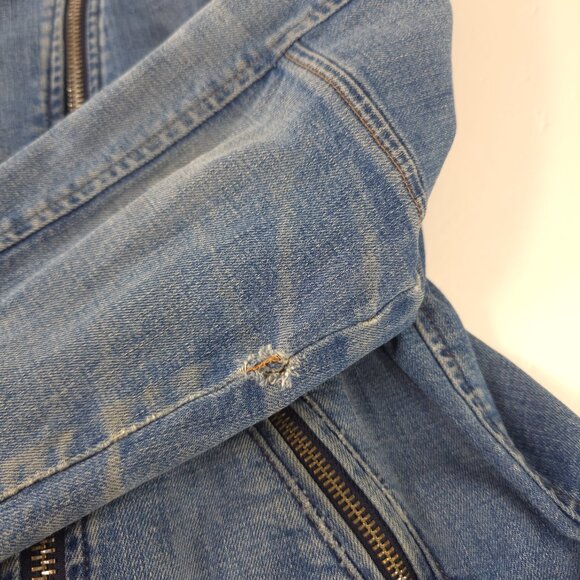 VINTAGE Y2K TOMMY HILFIGER DENIM JACKET WOMENS SIZE XL DISTRESSED STRETCH *FLAWS - Picture 12 of 16